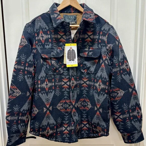 Jachs New York Wool Blend Jacket Men's Size S Sherpa Lined Aztec Southwestern